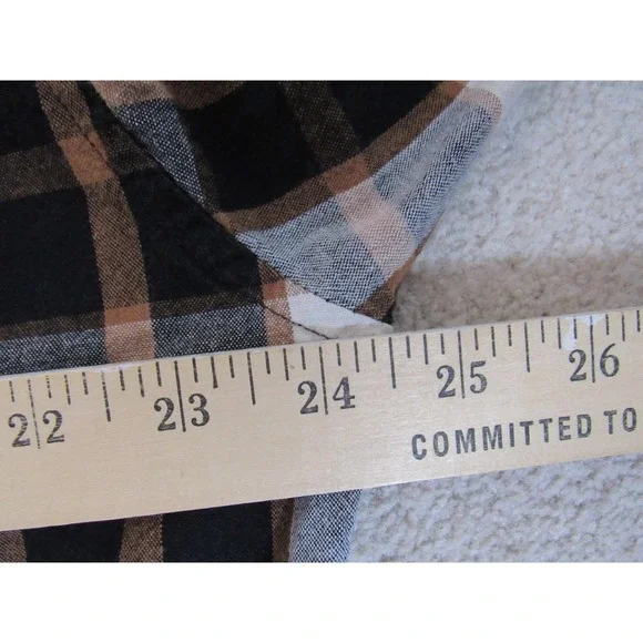 Wrangler Mens Western Shirt Large Plaid Pearl Snap Long Sleeve Black Brown - Picture 5 of 6